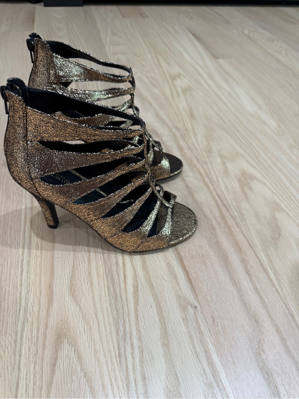 Lane Bryant Gold Glitter Strappy High Heel Sandals